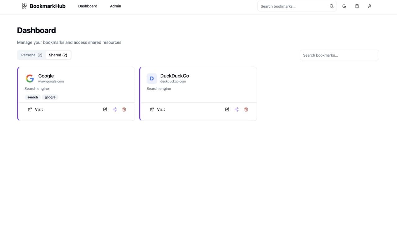 BookmarkHub Dashboard