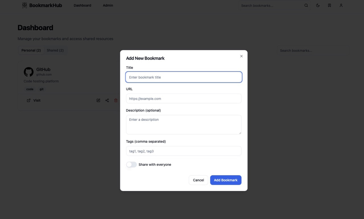 BookmarkHub adding bookmarks